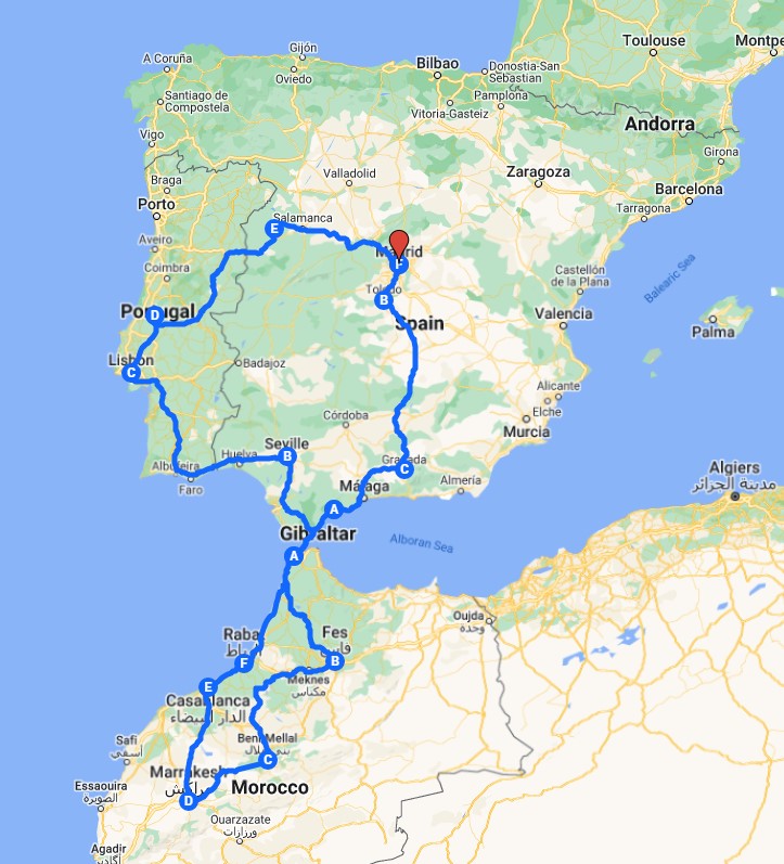 Trafalgar Tour Map 2015